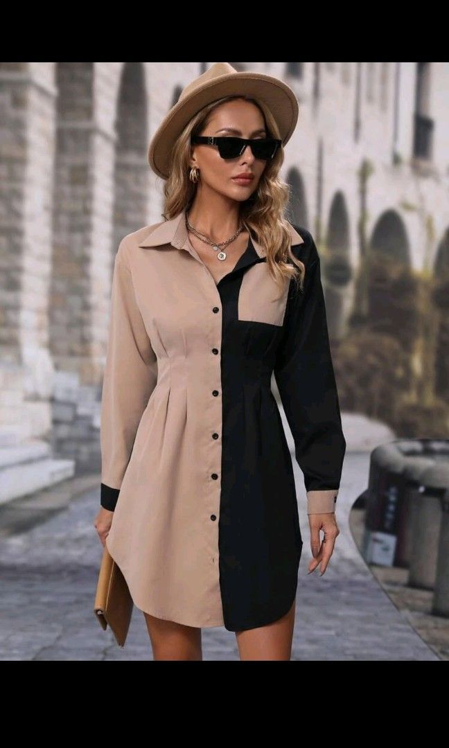 colorblock shirt dress