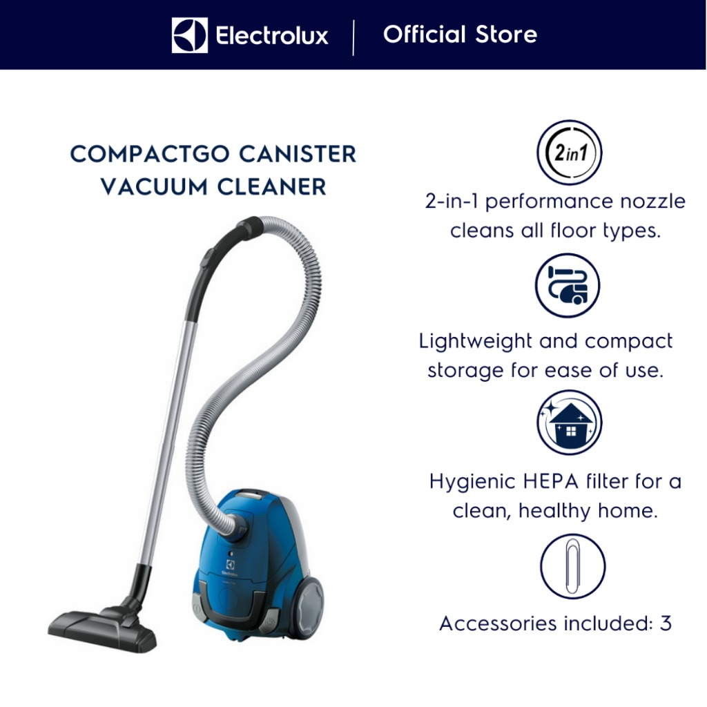 CompactGO Bagged Vacuum Cleaner with 2 Years warranty, TV & Home