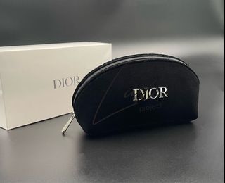 Cosmetic Velvet Black Pouch with Zipper 17cm