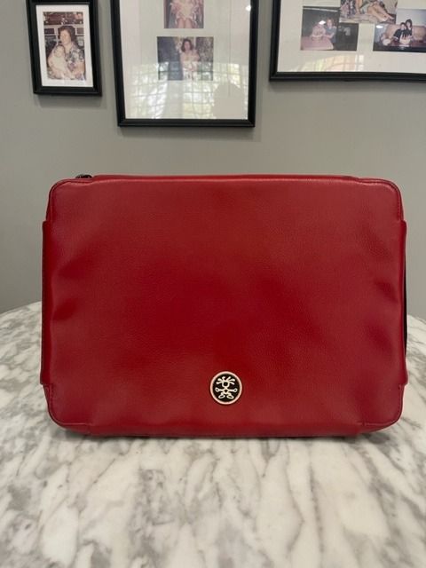 Red leather laptop case Clearance