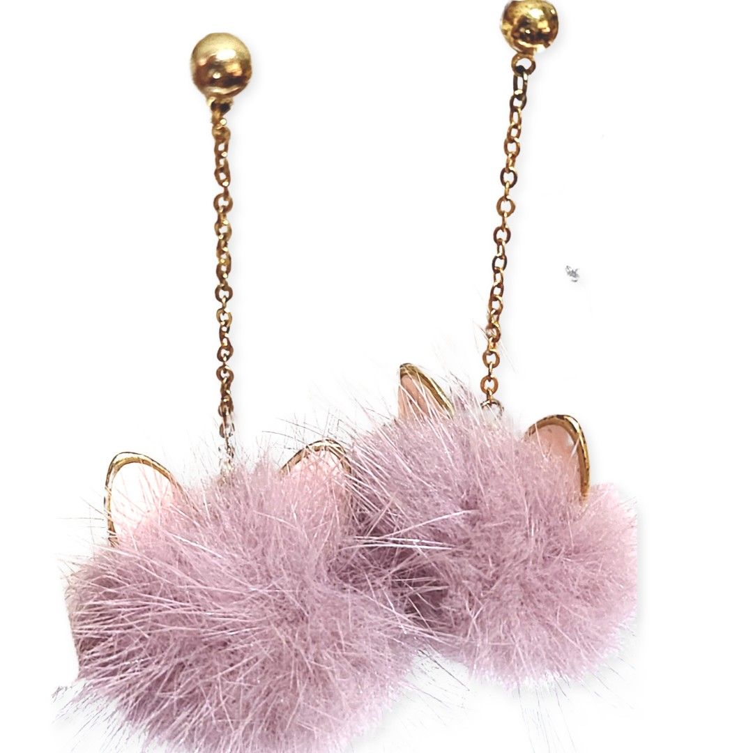 Purple pom online pom earrings