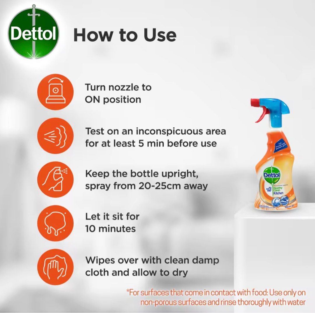 Dettol Kitchen Surface Spray Disinfectant 500ml, Furniture & Home