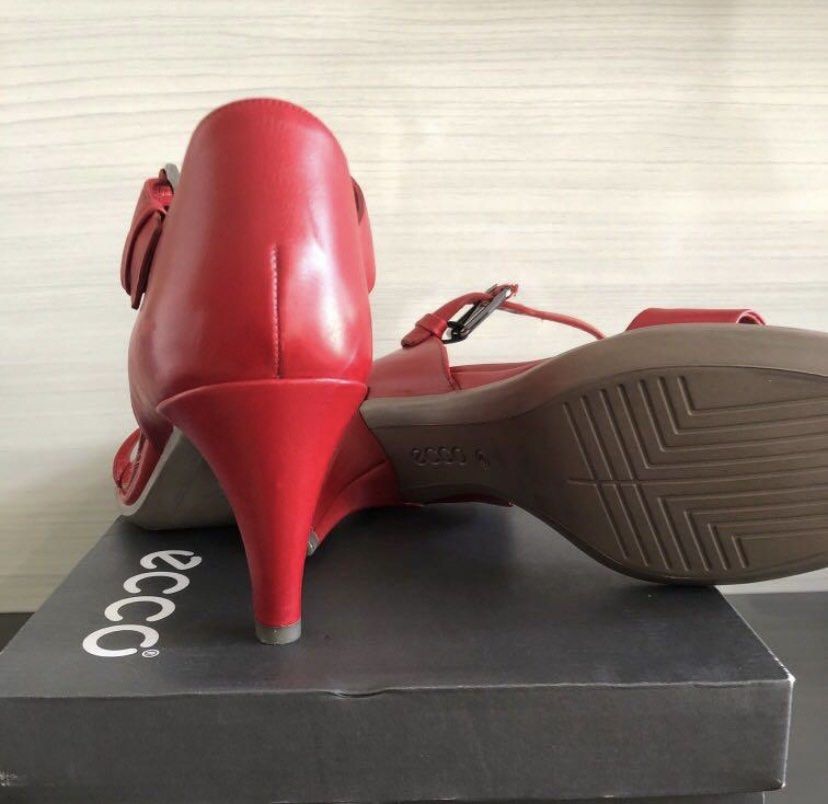 Ecco red leather sandals sales