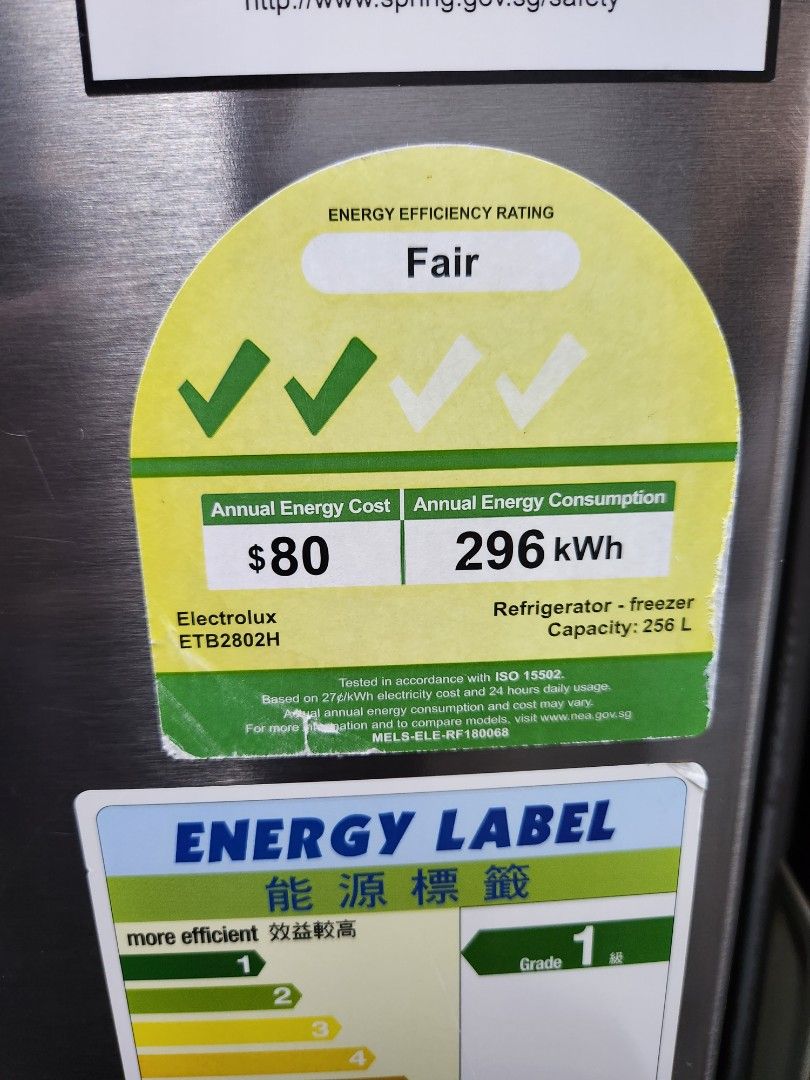 ELECTROLUX Fridge 256L ETB2802H, TV & Home Appliances, Kitchen