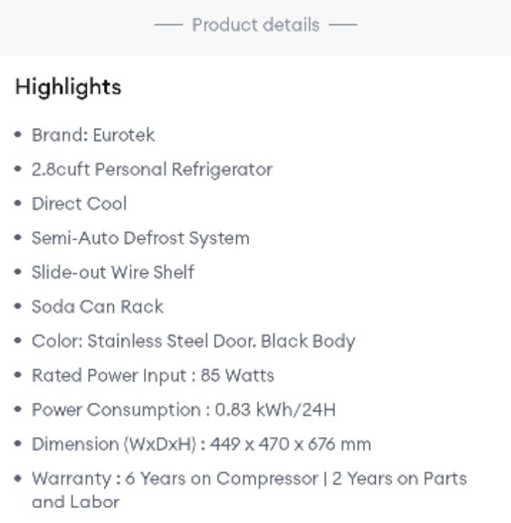 Eurotek Mini8 Eurotek mini refrigerator, TV & Home Appliances, Other Home Appliances ...