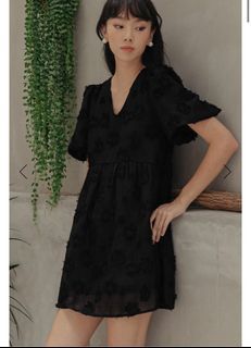 Fashmob CASSA BABYDOLL PLAYSUIT DRESS IN BLACK