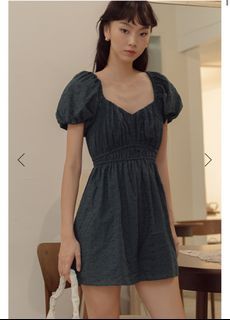 Fashmob CHRISLEY EMBROIDERY PLAYSUIT IN TEAL BLUE