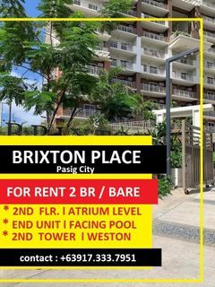 For Rent 2 BR  Bare at Brixton Place Lower Flr 35K mon