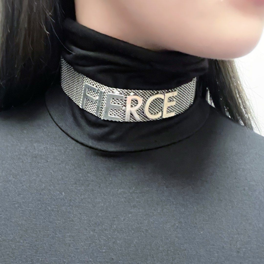 Forever21 silver choker necklace fierce hip hop fetish sm dom sexy