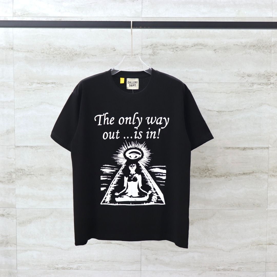 GAllery DEPT ONLY WAY OUT IS IN字母新款印花短袖男女, 男裝