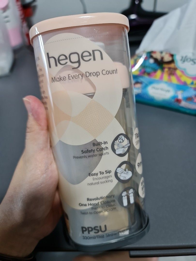 hegen straw cup pink 330ml, Babies & Kids, Nursing & Feeding