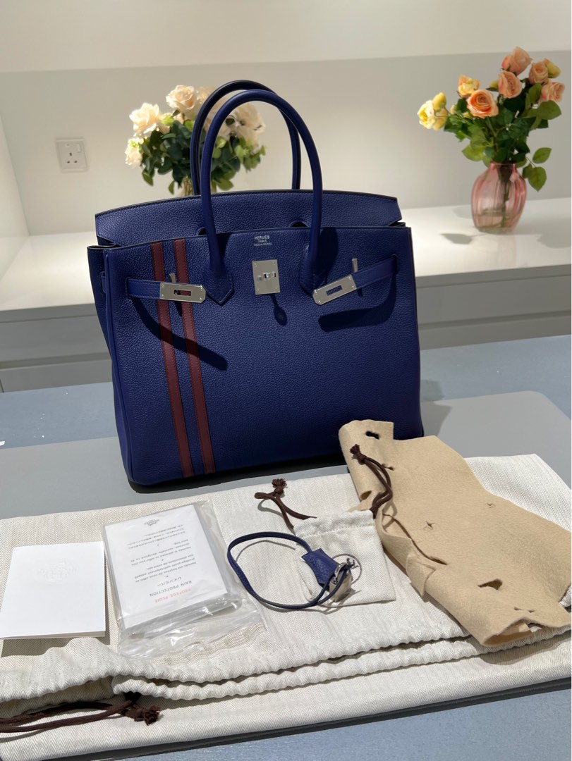 Hermès Birkin Limited Edition 25 Bleu Encre/Bordeaux Officier Togo Pal —  The French Hunter