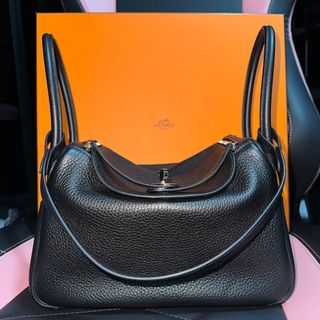 VERIFIED Authentic $9000 HERMES Black Clemence Leather Lindy 34 Bag RARE