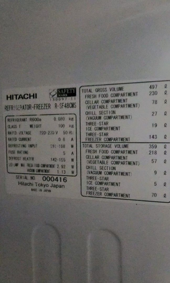 Hitachi Fridge, made in Japan., TV & Home Appliances, Kitchen