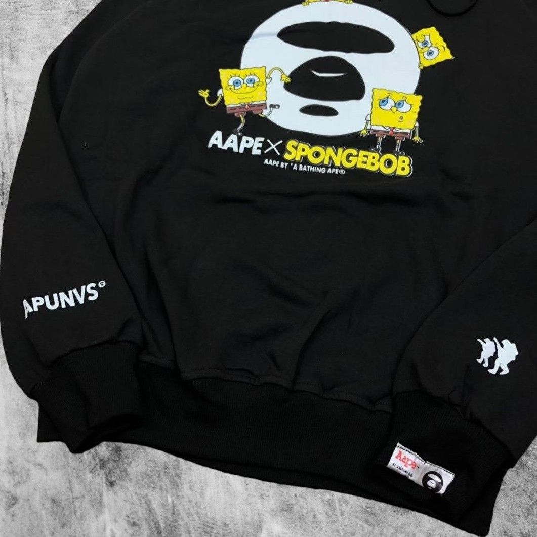 Hoodie AAPE X Spongebob A Bathing Ape Hitam