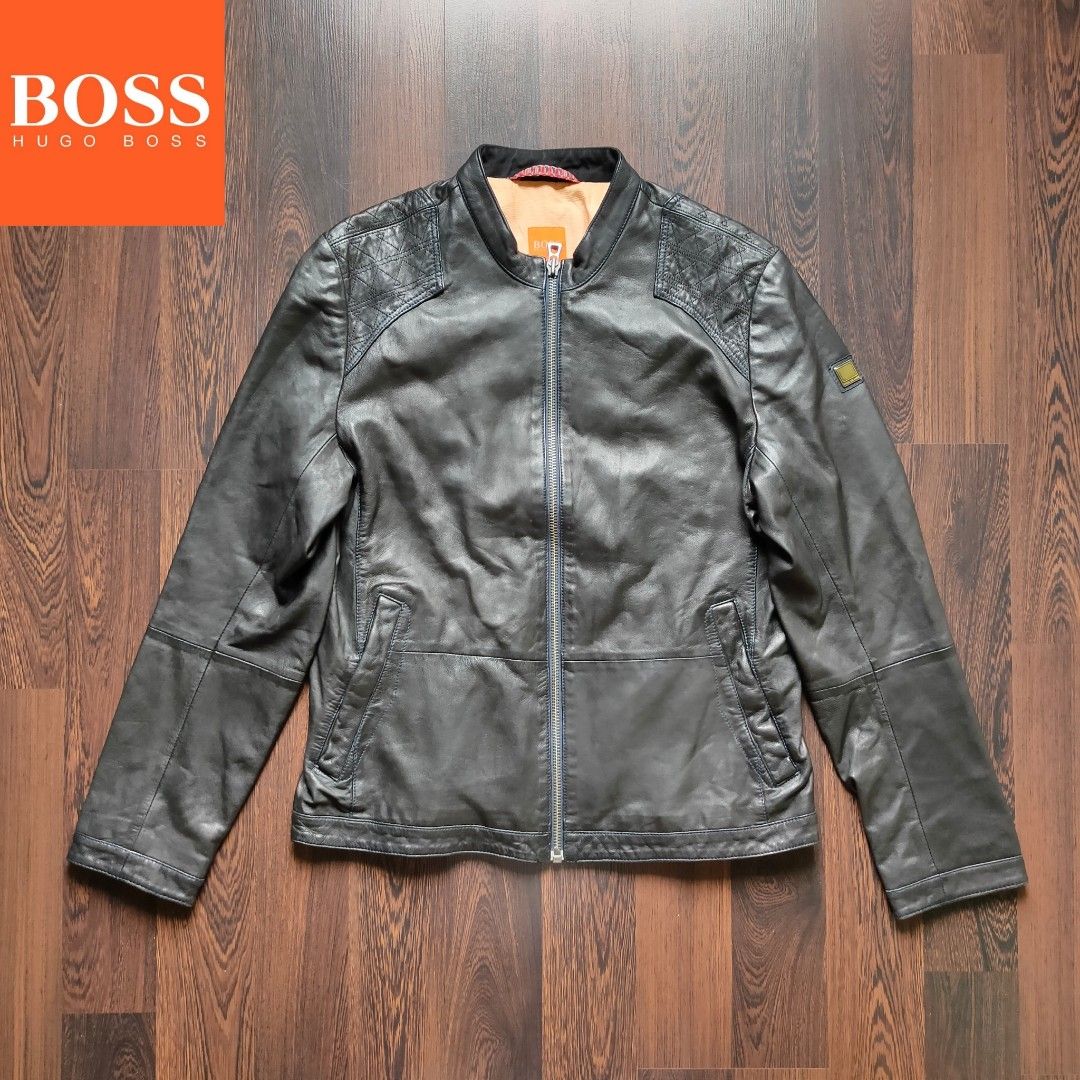 HUGO BOSS ORANGE JIPS 7 | Biker Cafe Racer Leather Jacket, on Carousell