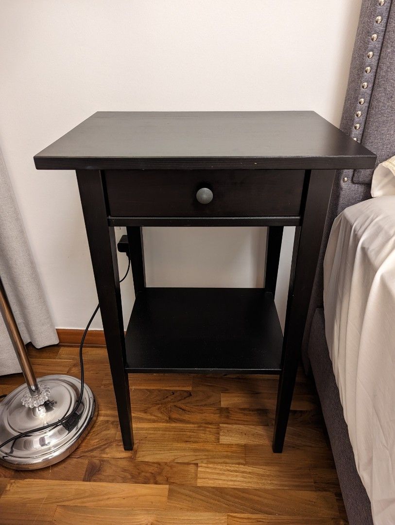 Ikea Hemnes bedside table black, Furniture & Home Living, Furniture