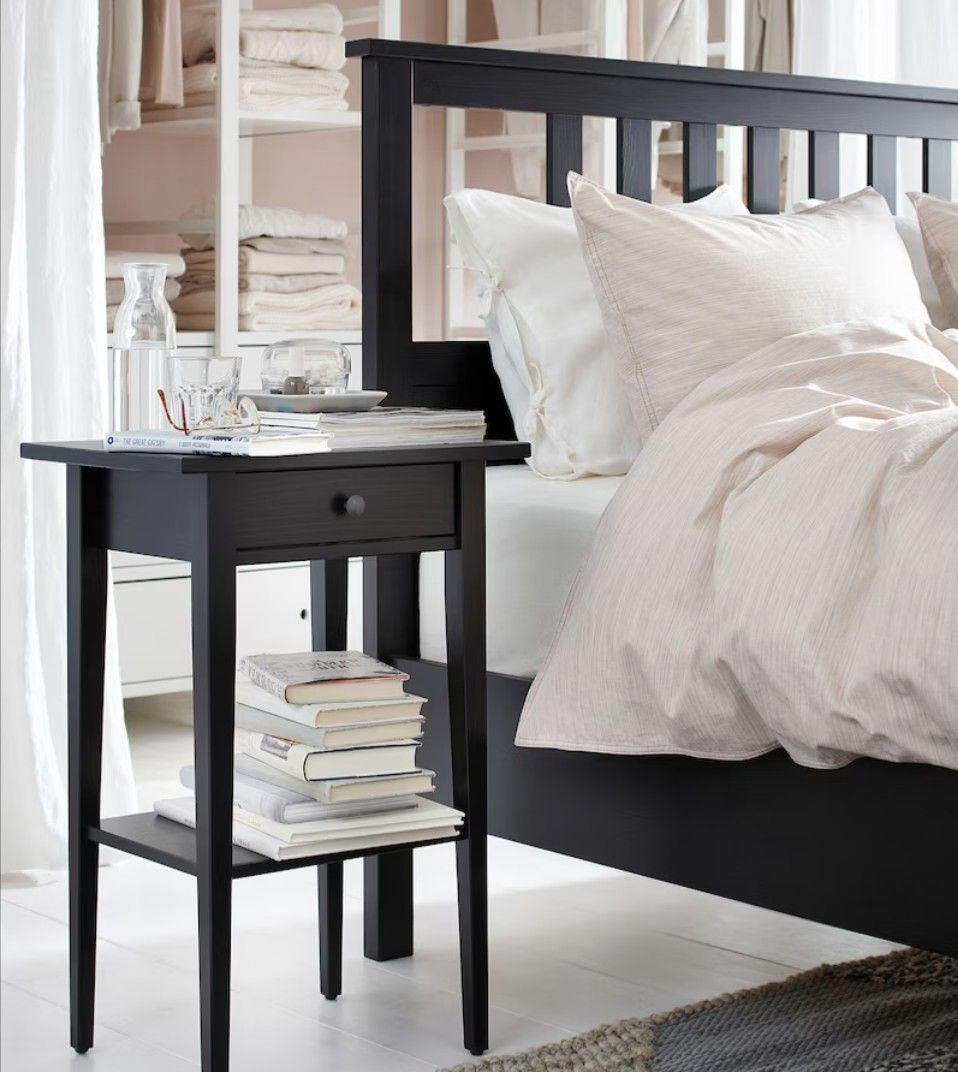 Ikea Hemnes bedside table black, Furniture & Home Living, Furniture