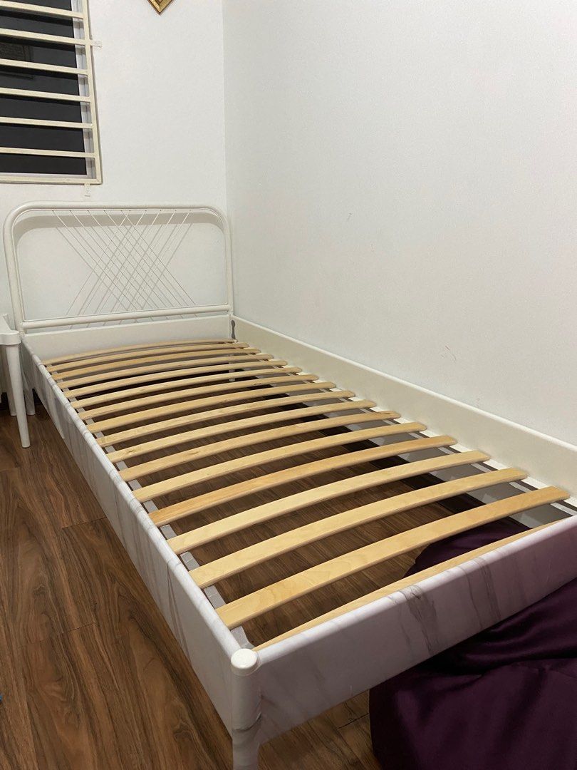 IKEA NESTTUN Single Bed Frame + Free Mattress, Furniture & Home Living, Bedding & Towels on
