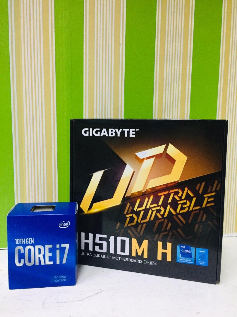Intel Bundle (Category: Computer Parts) located in Quezon City. Submitted by monasa (Listing ID 1219638447, Image 1). Description: Intel Core i7 10thgen and Gigabyte H510M.