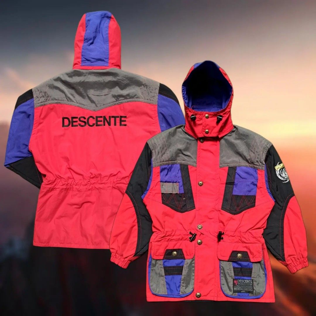 Jaket Descente Snowadventure Vintage, Fesyen Pria, Pakaian Baju