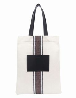 Michael Kors Heidi Large Stripe Canvas Tote Bag in Natural