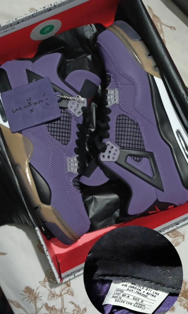 Purple TRAVIS SCOTT Air Jordan 4 SAMPLE Family & Friends 