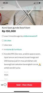 Kursi lipat gunde hitam ikea