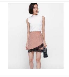 LB Love bonito ledra faux suede lace trim skirt s