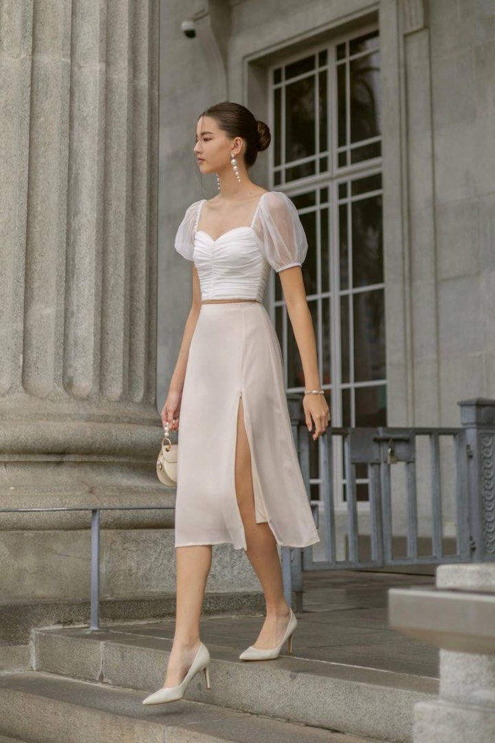 Chiffon best sale slit skirt