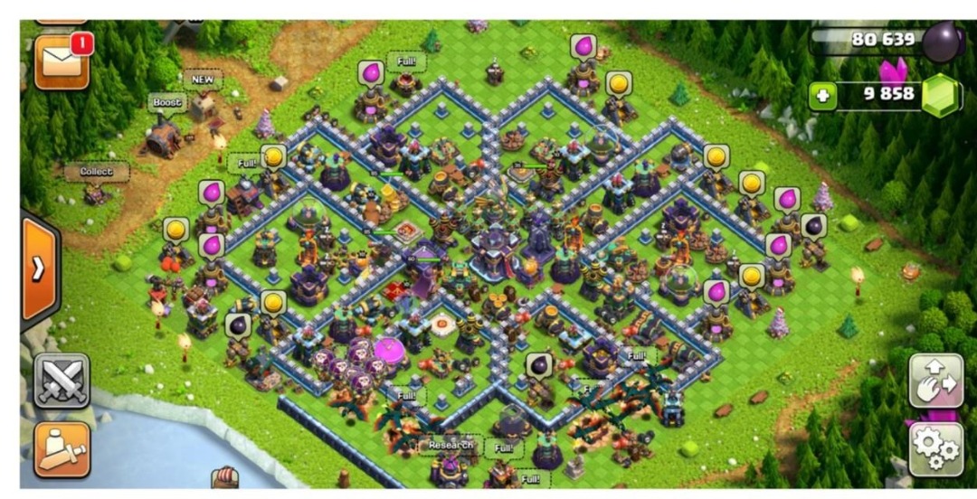 MAX HEROES TH 15 Clash of clans COC, 9000 gems! Hero lvl 85/85/80/35, 4