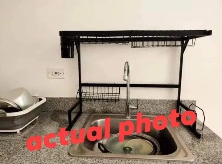 metal dish drainer (Category: Bathroom & Kitchen Fixtures) located in Manila. Submitted by espinosakimrhian (Listing ID 1219627944, Image 2). Description: RESELLER:650php (65CM) RESELLER:700php (85CM) :SPACE SAVER METAL DISH DRAINER -Use this dish drying rack above the sink or on the counter to make it easier to drying cutlery and supplies, saving a lot of space and time, and the water will fall directly into the sink, making the kitchen cleaner.