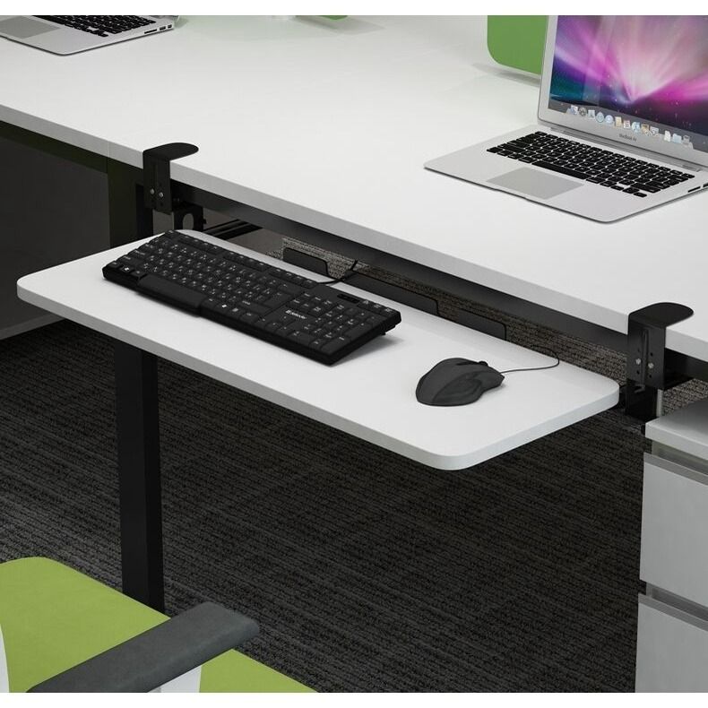 Metal Keyboard Tray Under Desk C Clamp On Pull Out SlideOut Keyboard