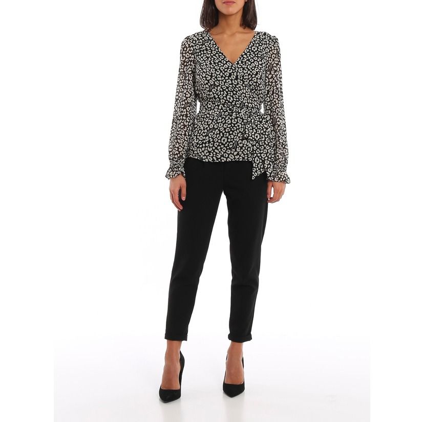 Michael Kors Leopard Print Crepe Wrap Blouse