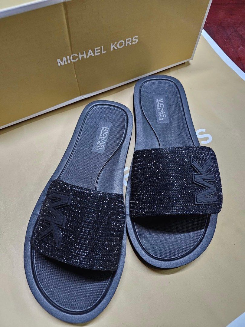 Mk logo chain mesh slide hotsell
