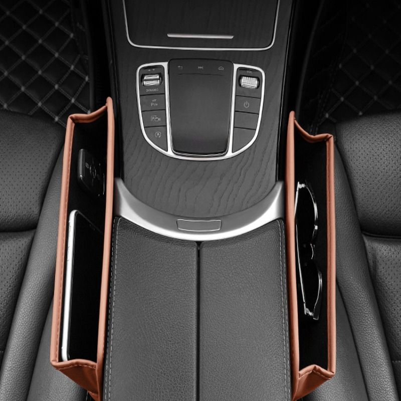 1pcs Multi-Function Car Seat Slit Gap Armrest Pad Bracket with Wireless  Phone Charging, PU Leather Organizer Storage Universal