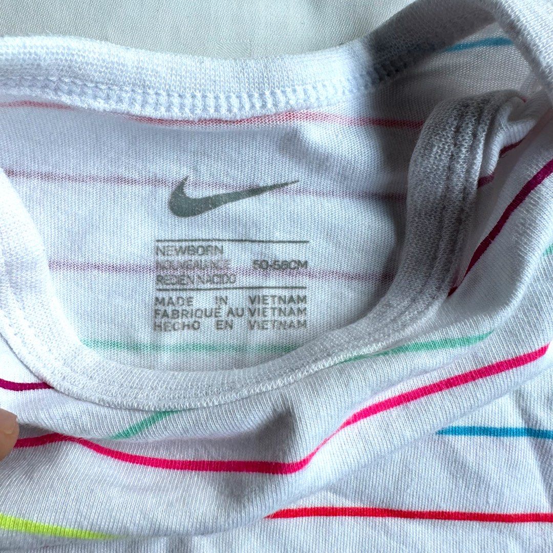 Nike Retro Striped White Baby Girl newborn nb infant onesie short