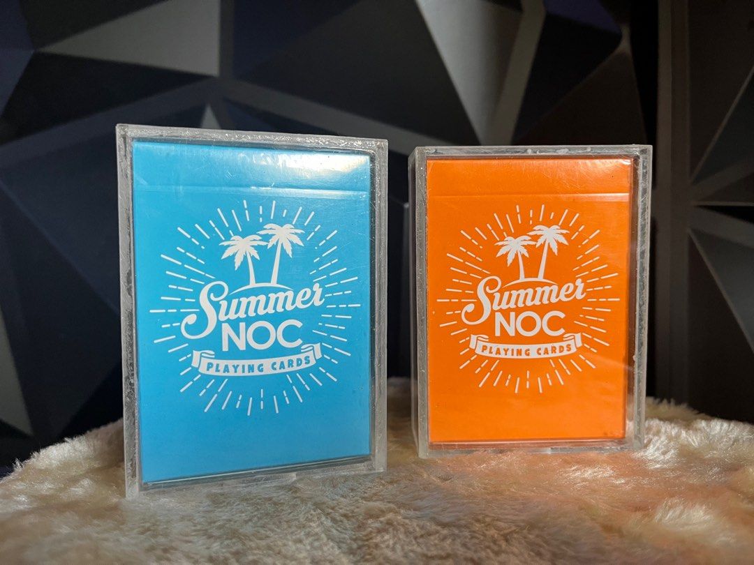 NOC SUMMER | BLUE & ORANGE with Cases (Category: Board Games & Puzzles) located in Paranaque City. Submitted by getmystuffnowplease (Listing ID 1219629886, Image 1). Description: 1 SET - Blue & Orange UNOPENED THE DETAILS: * Printed to perfection by The United States Playing Cards Company Bicycle Premium Stock with Air-Cushion Finish Marked for clubs, hearts, spades, and diamonds. These NOC’s are LIMITED. Location: Parañaque City MOP: BPI, BDO, G