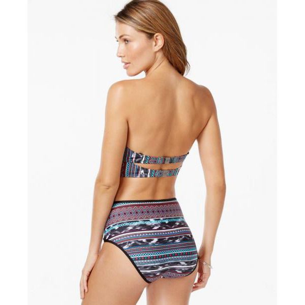 NWT Kenneth Cole Geo Print Bustier High Waist Two Piece Swimsuit Bikini Set