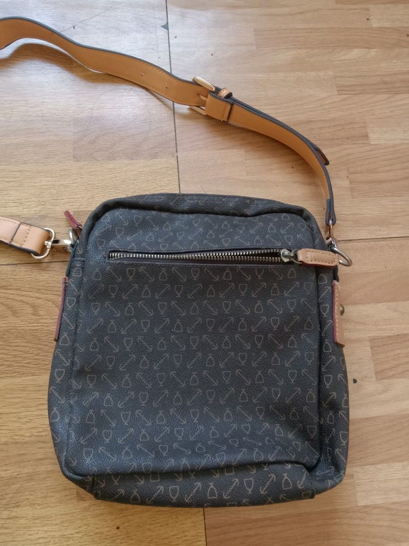 Olmel Italy Oumi Sling bag (Category: Cross-body Bags) located in Quezon City. Submitted by ventaventa (Listing ID 1219555141, Image 3). Description: In pristine condition unisex almost new Leather mat Color Dk Brown Size 9x10x2.5" 23x26x6cm no flaws.