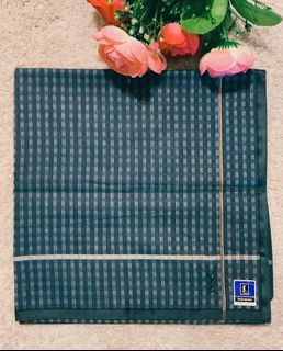 Original Yves Saint Laurent YSL Blue Green Plaid Pocket Handkerchief For Gentleman Wool Cotton Gift, Collection