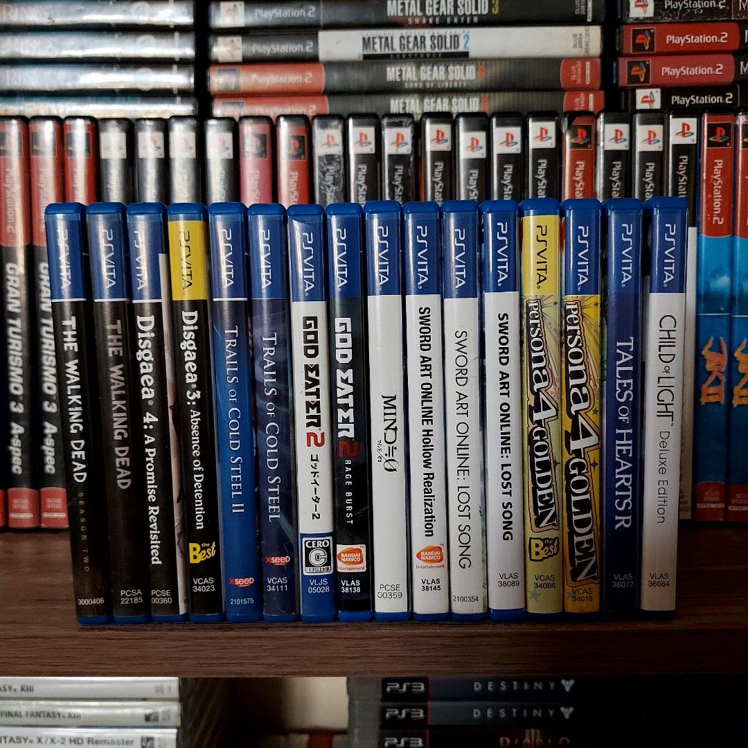 PlayStation Vita Games (Category: PlayStation) located in Manila. Submitted by watchesvideogamestoys (Listing ID 1219676188, Image 1). Description: PlayStation Vita Games: PRE OWNED Child of Light Deluxe Edition (2) - PhP1,799 Disgaea 3: Absence of Detention TB - PhP1,999 Disgaea 4: A Promise Revisited (2) - PhP1,799 God Eater 2: Rage Burst - PhP1,999 God Eater 2 JAP - PhP599 Mind Zero (3) - PhP1,699 Persona 4 Golden (4) - PhP1,999 Persona 4 Gold