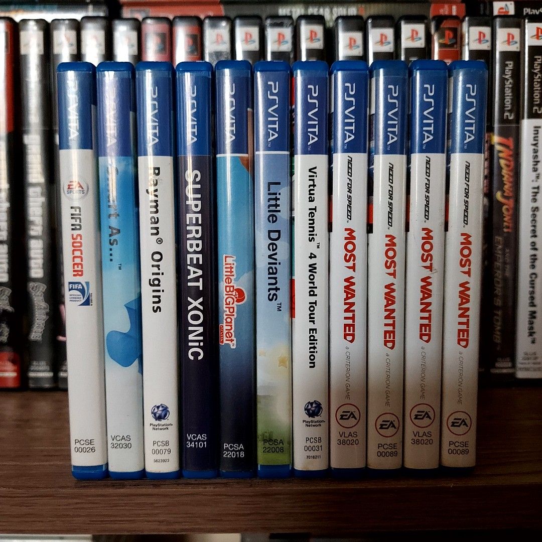 PlayStation Vita Games (4) (Category: PlayStation) located in Manila. Submitted by watchesvideogamestoys (Listing ID 1219677226, Image 1). Description: PlayStation Vita Games: PRE OWNED Need for Speed Most Wanted (4) - PhP1,499 Virtua Tennis 4 World Tour Edition - PhP1,499 Little Deviants - PhP699 Little Big Planet - PhP1,499 Superbeat Xonic - PhP1,499 Rayman Origins - PhP1,499 Smart As… - PhP899 FIFA Soccer - PhP799 - All items are in good worki