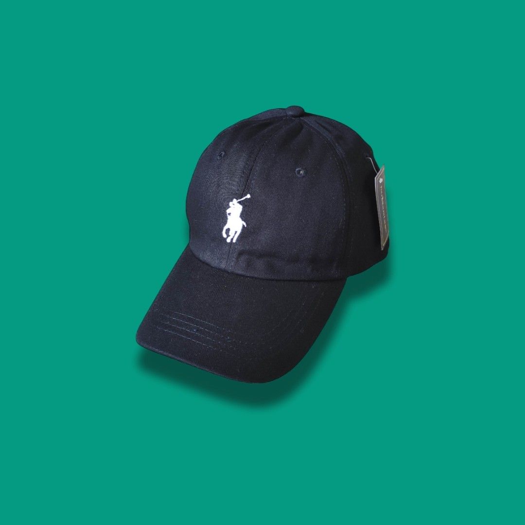 Black polo shop hat leather strap