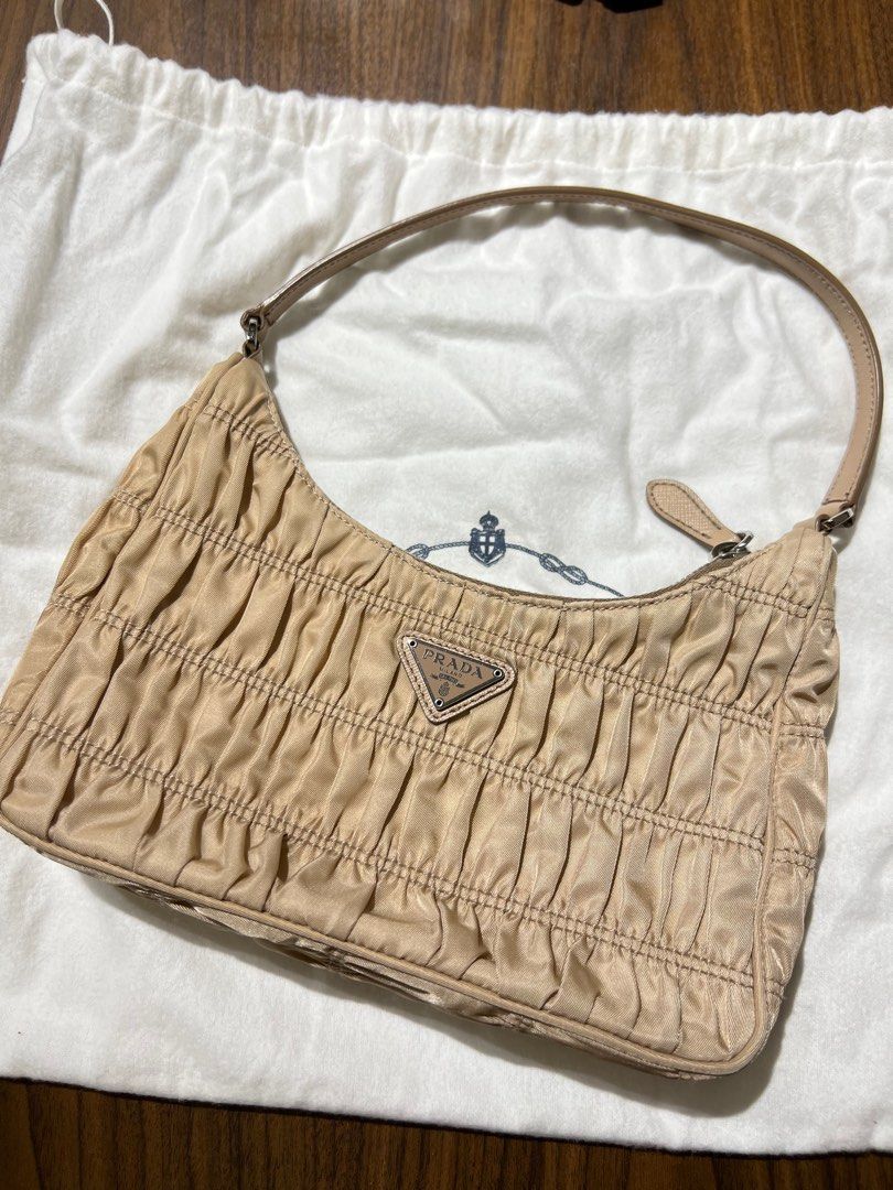 Prada nylon hot sale shoulder bag nude