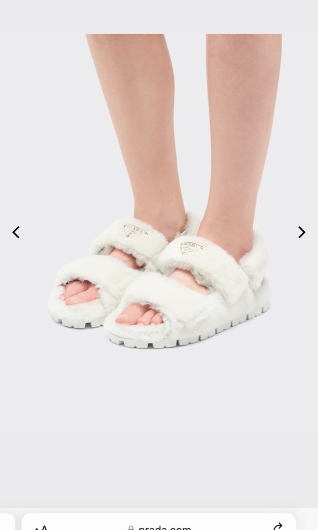 Prada Shearling Sandals in White *FULL SET*, Luxury, Sneakers