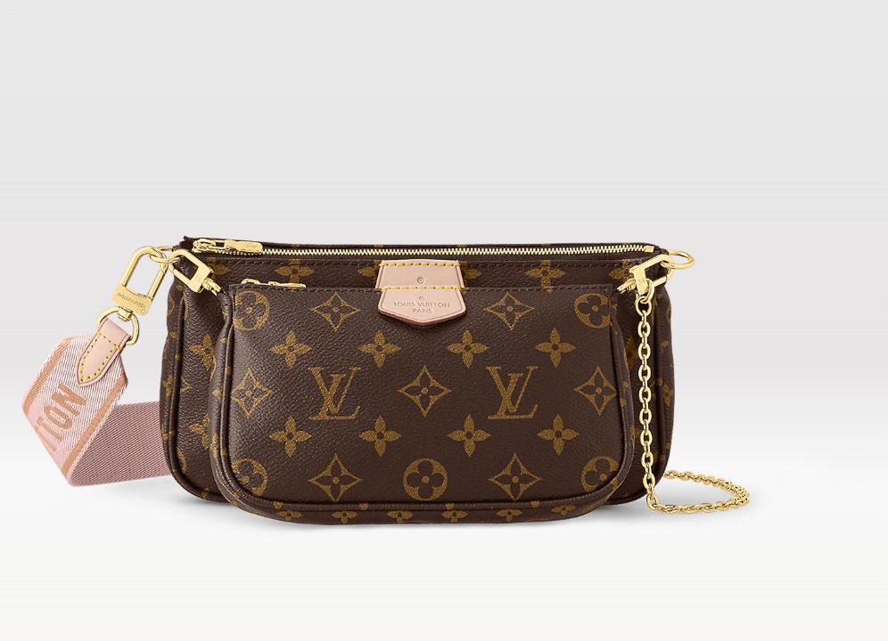 LV POCHETTE Pink Sling Bag Multi Pochette Accessoires Monogram Canvas Rose  Clair PINK - Price in India