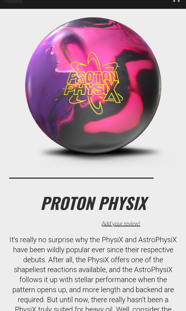 Proton Physix Bowling Ball, Sports Equipment, Sports & Games, Billiards