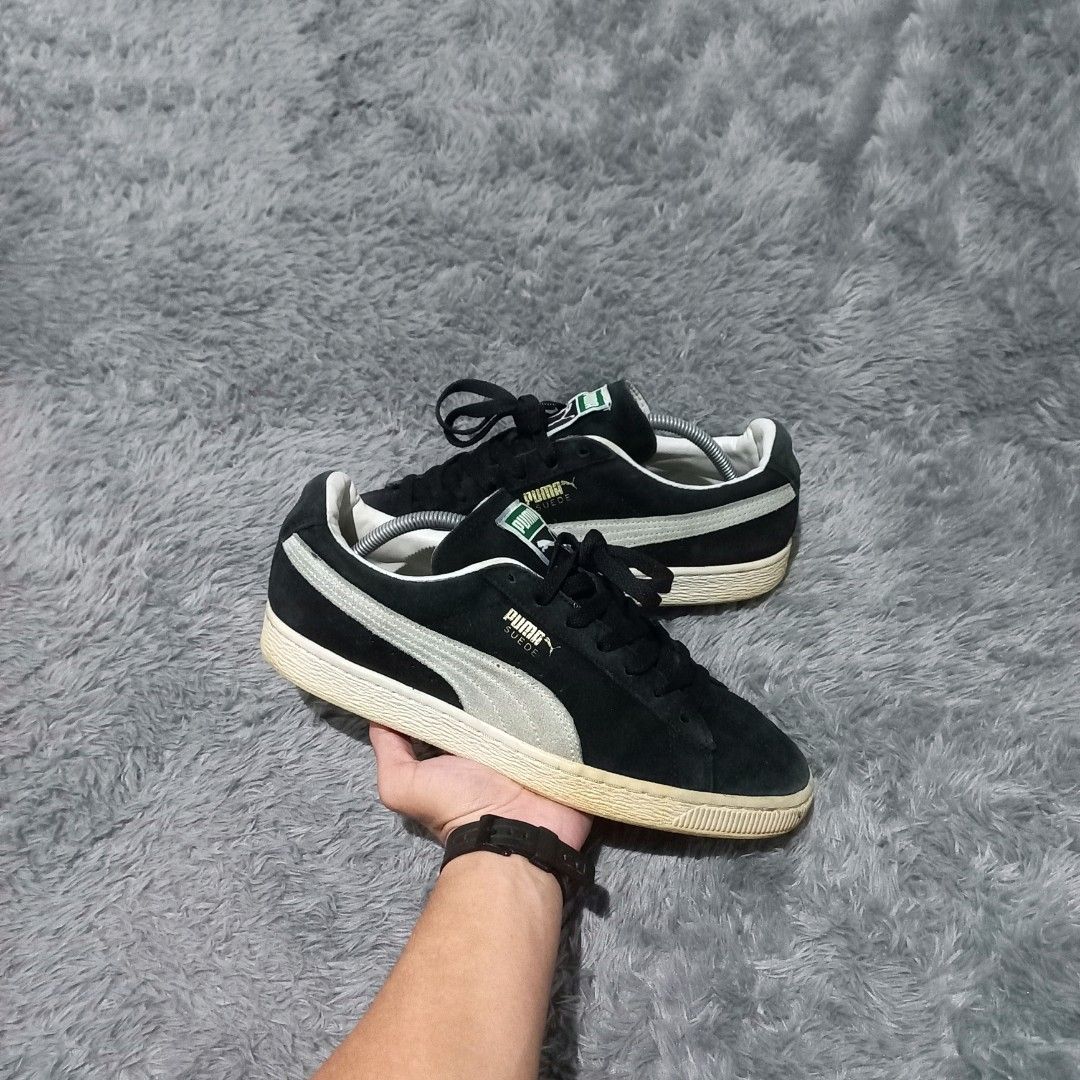 puma suede black and white