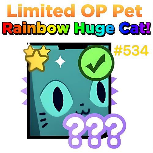 Rainbow (RB) Huge Cat Pet Simulator X (PSX), Video Gaming, Video